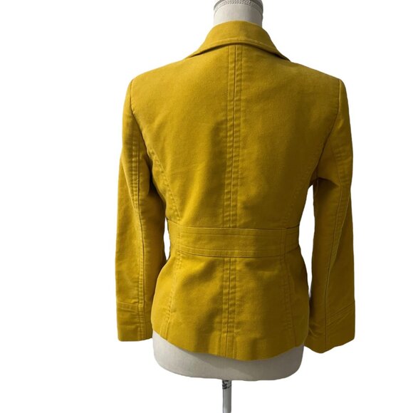 Ann Taylor Loft Mustard Yellow Preppy Double Breasted Academia Peacoat Jacket SP - Picture 6 of 9